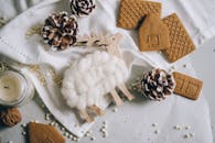 Painted Conifer Cones and a Decorative Reindeer